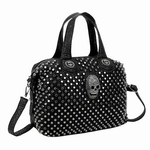 Studded Skull Head Punk Oversized Women’s Shoulder/Handbag Gothic Lo…